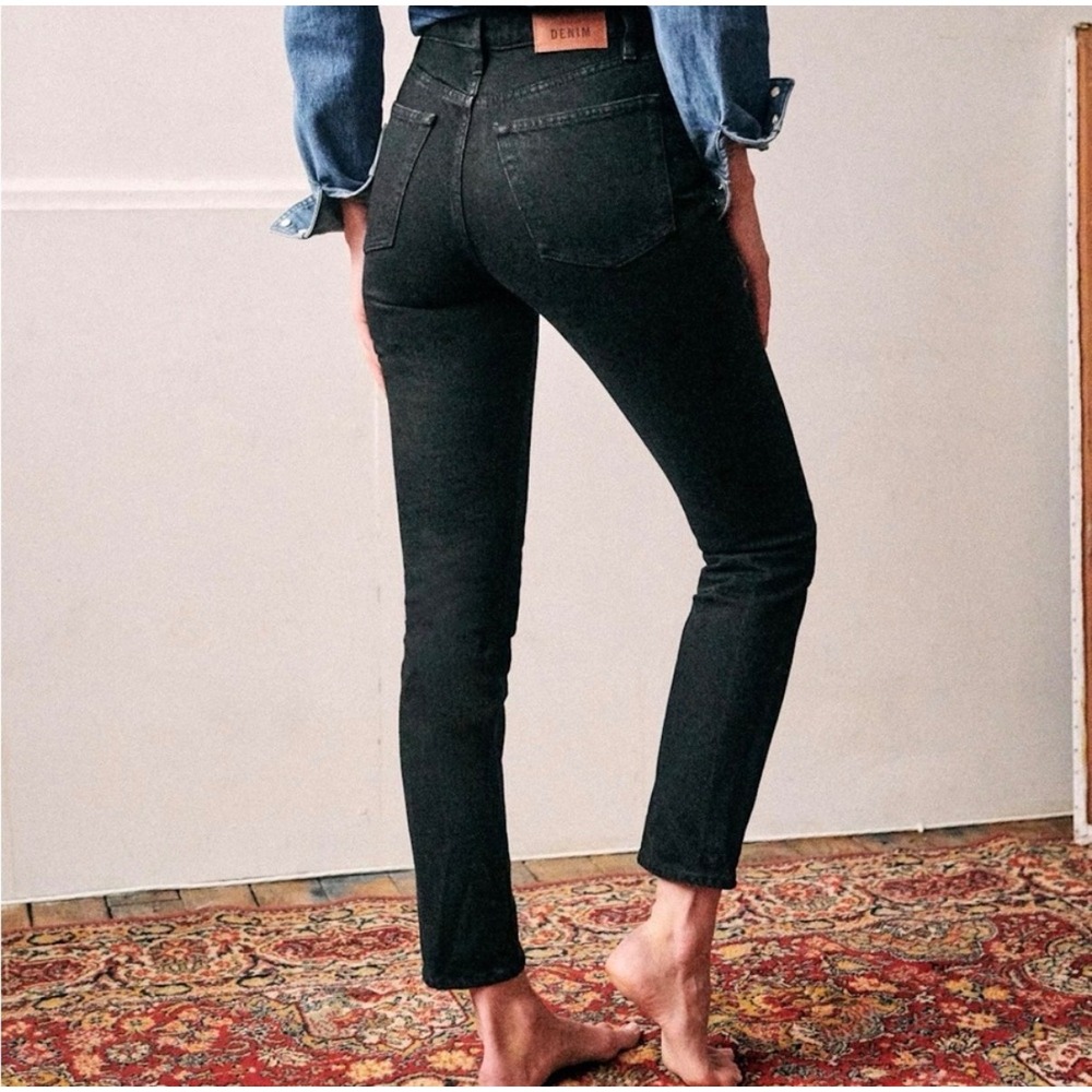 Sezane Cotton Brut Denim Skinny Jeans Black Preppy Boho Minimalist 24